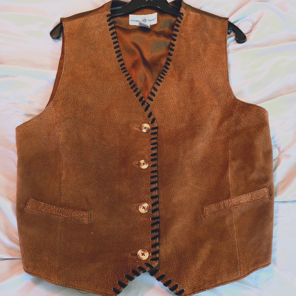 Points West Western Cowgirl Vest Genuine Leather Southwest Gorpcore Aesthetic M